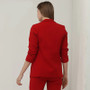 Fashion Red Puff Sleeve No Button Three Quarter Office Blazer