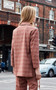 High Fashion 3/4 Sleeves Plaid Long Jacket Blazer