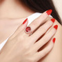 Fashion Gold Finish Red Gemstone Ring Jewelry