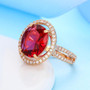 Fashion Gold Finish Red Gemstone Ring Jewelry