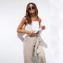 Casual Cotton Linen high waist wide leg pants