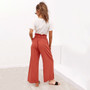 Casual Cotton Linen high waist wide leg pants