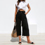 Casual Cotton Linen high waist wide leg pants