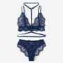 Intimate Sexy Navy Trim Lace Unlined lingerie Set Hot Sleeveless Bralettes