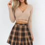 s Sexy Deep V Neck Long Sleeve Crop Tops