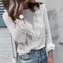 Casual Lace Polka Dot O Neck Long Sleeve