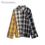 Plaid Cotton Long Sleeve Patchwork