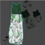 Mama & daughter & baby Green Leaf matching dresses