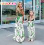 Mama & daughter & baby Green Leaf matching dresses