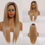 Long Silky Straight Brown Blonde Lace Front Wig with Baby Hair High Density Heat Resistant Synthetic Wigs for Women