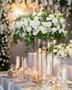 Rose Gold - Modern Rectangular Tall Metal Stand Wedding Centerpiece Plated