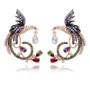 Pear Cut Created Diamond Phoenix Flower Fashion Earrings