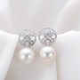 Freshwater Pearl & Created Diamond Faye Earrings