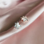 Maple Leaf Shape Created Diamond Stud Earrings