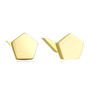 14K Solid Gold Stud Earrings Exclusively Handcrafted Double Side Five Square Shaped Earrings for Women