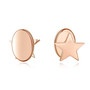 14K Solid Gold Stud Earrings Exclusively Handcrafted Double Side Star Round Shaped Earrings for Women