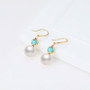 18K Natural Freshwater White Pearl Hook Earrings