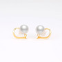 18K Heart Shaped Natural Freshwater White Pearl Earrings With Diamond
