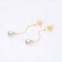 18K Natural Freshwater White Pearl Drop Earrings