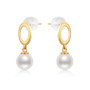 18K Natural Freshwater White Pearl Drop Earrings