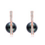 18K Solid Gold Natural 0.462ct Diamond (G-H, SI1-SI2) Tahitian Black Pearl 9mm Earrings