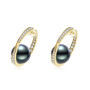 18K Solid Gold Natural 0.462ct Diamond (G-H, SI1-SI2) Tahitian Black Pearl 9mm Earrings