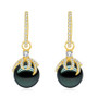 18K Solid Gold Natural 0.48ct Diamond (G-H, SI1-SI2) Tahitian Black Pearl 9mm Earrings