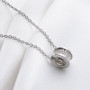 Sterling Silver Created Diamond Circle Pendant Necklace