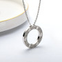 Sterling Silver Circle Created White Diamond Pendant Necklace