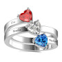 hree Heart Birthstone Promise Ring with Engraving Silver