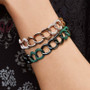 Fashion Geometric Style Chain Bangle Sterling Silver Bracelet For Women