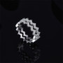 S925 Pure Silver a High-end Micro Inlaid Crystal Diamond Double-layer Z-shaped Wave Ring