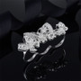 S925 Sterling Silver Created Diamond Three Finger Ring Butterfly Ring