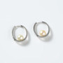 Created Diamond Sterling Silver Pearl Hoop Earrings