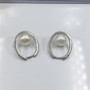 Created Diamond Sterling Silver Pearl Hoop Earrings