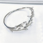 Dainty Sterling Silver Leaf Opening Bangle Created Diamond Bracelet