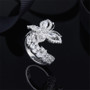 S925 Sterling Silver Created White Diamond Elegant Butterfly Ring