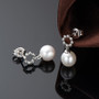 Sweet Circle Natural Round Pearl Drop Stud Earrings