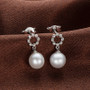 Sweet Circle Natural Round Pearl Drop Stud Earrings