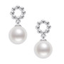 Sweet Circle Natural Round Pearl Drop Stud Earrings