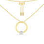 Fashion Round Circle Gold Plated Pendant Sterling Silver Necklace