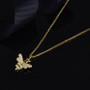 Gold Plated Bee Animals Pendant Sterling Silver Necklace