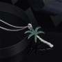 Green Coconut Tree Pendant Clavicle Chain Sterling Silver Necklace