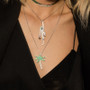 Green Coconut Tree Pendant Clavicle Chain Sterling Silver Necklace