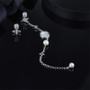 Star Created Diamond and Pearl Dangle Stud Earrings