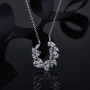 U-shaped Leaf Pendant White Created Diamond Sterling Silver Necklace