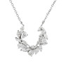 U-shaped Leaf Pendant White Created Diamond Sterling Silver Necklace