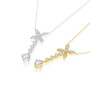 Bow Long Pendant Created Diamond Necklace