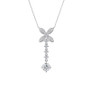 Bow Long Pendant Created Diamond Necklace