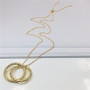 Fashion Double Circle Pendant Yellow Gold Plated Sterling Silver Necklace
